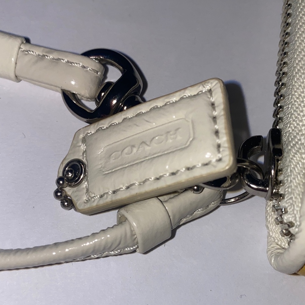 Coach Poppy Mustard Yellow & Cream Wristlet Wallet with Ocelot interior - Picture 6 of 16